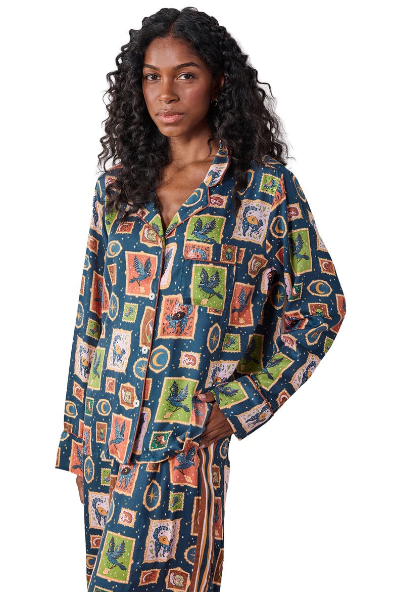 Soho Satin Pajamas, Alternate, color, NIGHT SKY