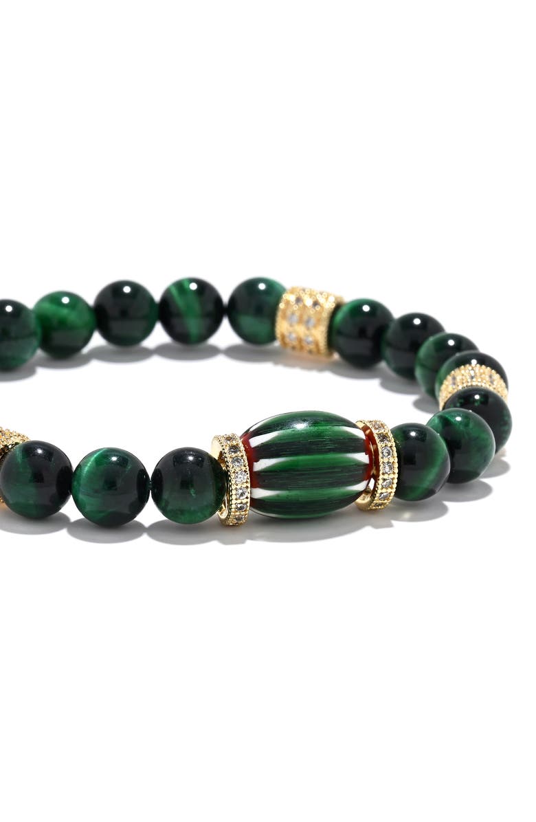 EYE CANDY LOS ANGELES Zephyrine Pavé Beaded Stretch Bracelet, Alternate, color, Green