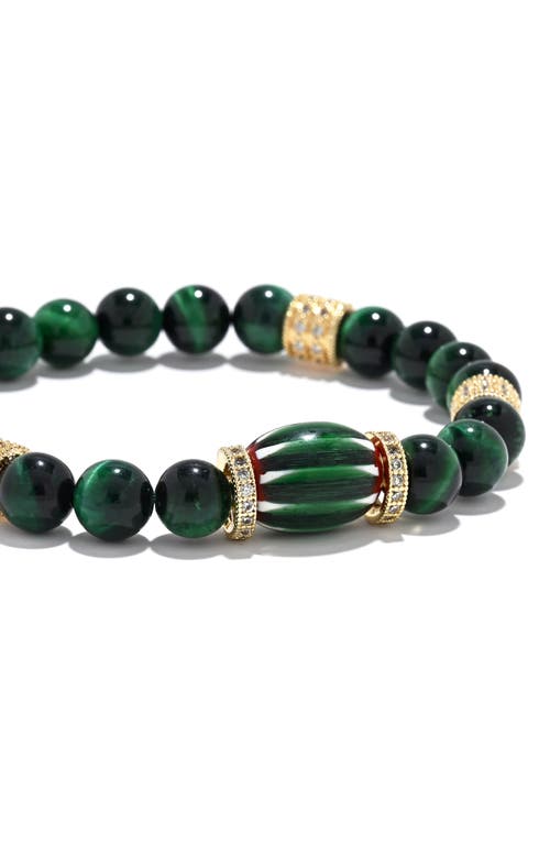 Eye Candy Los Angeles Zephyrine Pavé Beaded Stretch Bracelet In Green