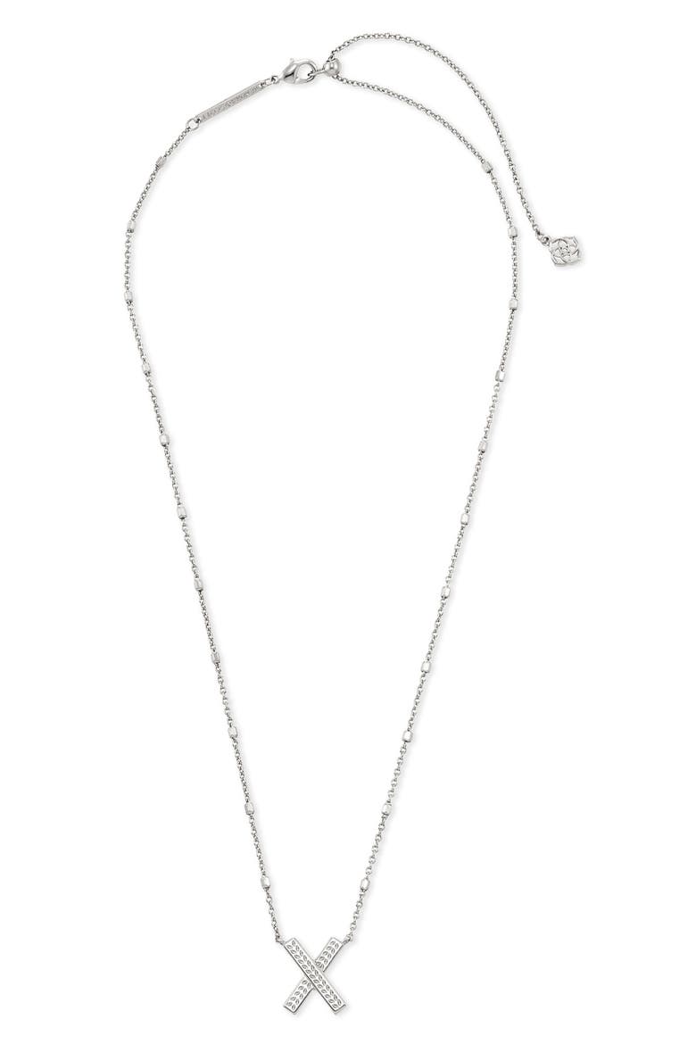 Initial Pendant Necklace, Alternate, color, RHODIUM METAL-X