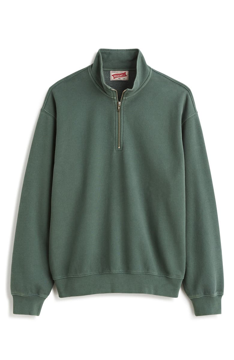 Madewell Relaxed Fit Cotton Blend Quarter Zip Pullover, Alternate, color, Industrial Green