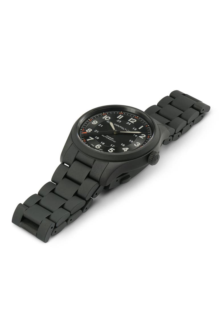 Khaki Field Automatic Bracelet Watch, 38mm, Alternate, color, BLACK