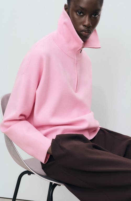 Mango Quarter Zip Sweatshirt In Pink