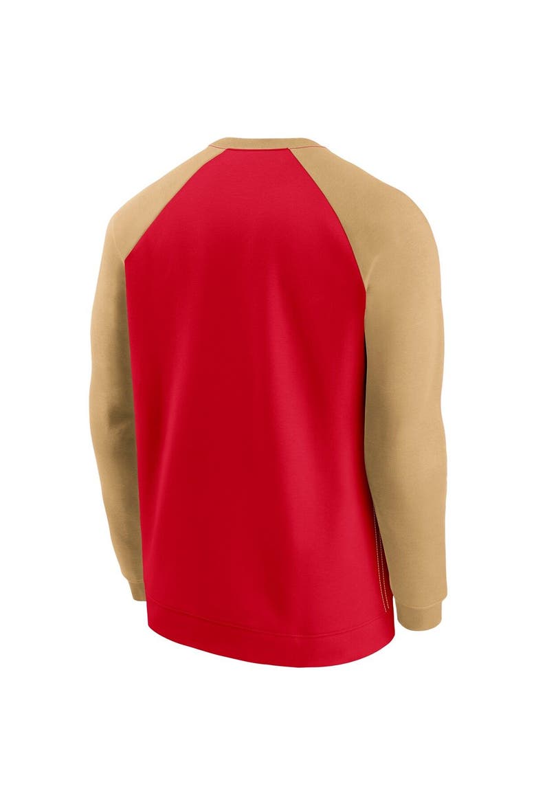 Men's Nike Scarlet/Gold San Francisco 49ers Historic Raglan Crew Performance Sweater, Alternate, color, Scarlet