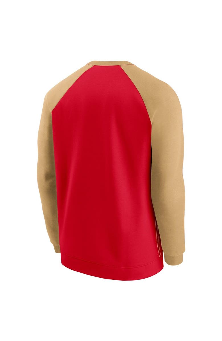 Nike Men's Nike Scarlet/Gold San Francisco 49ers Historic Raglan Crew Performance Sweater, Alternate, color, Scarlet