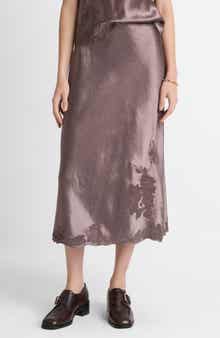 Vince Embroidered Satin Maxi Slip Skirt