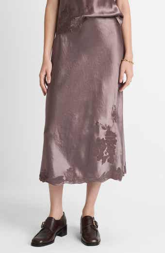 Vince Embroidered Satin Maxi Slip Skirt