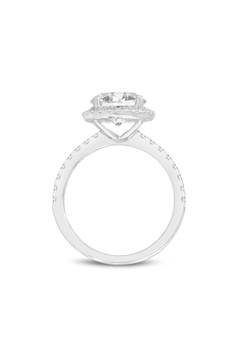 Ravina 14K White Gold Round Cut Lab Grown Diamond Halo Engagement Ring - 2.95 Ct, Alternate, color, 14K White Gold