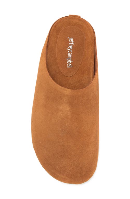 Jeffrey Campbell Content Suede Clog In Dark Tan Suede
