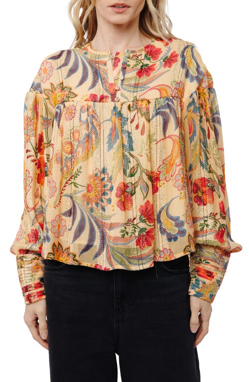 Ciebon Milena Metallic Balloon Sleeve Top In Multi