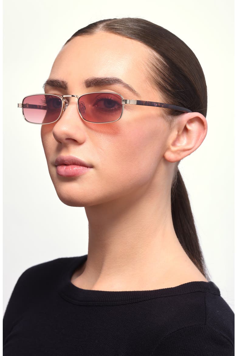 Gradient Rectangular Sunglasses, Alternate, color, GOLD- BROWN