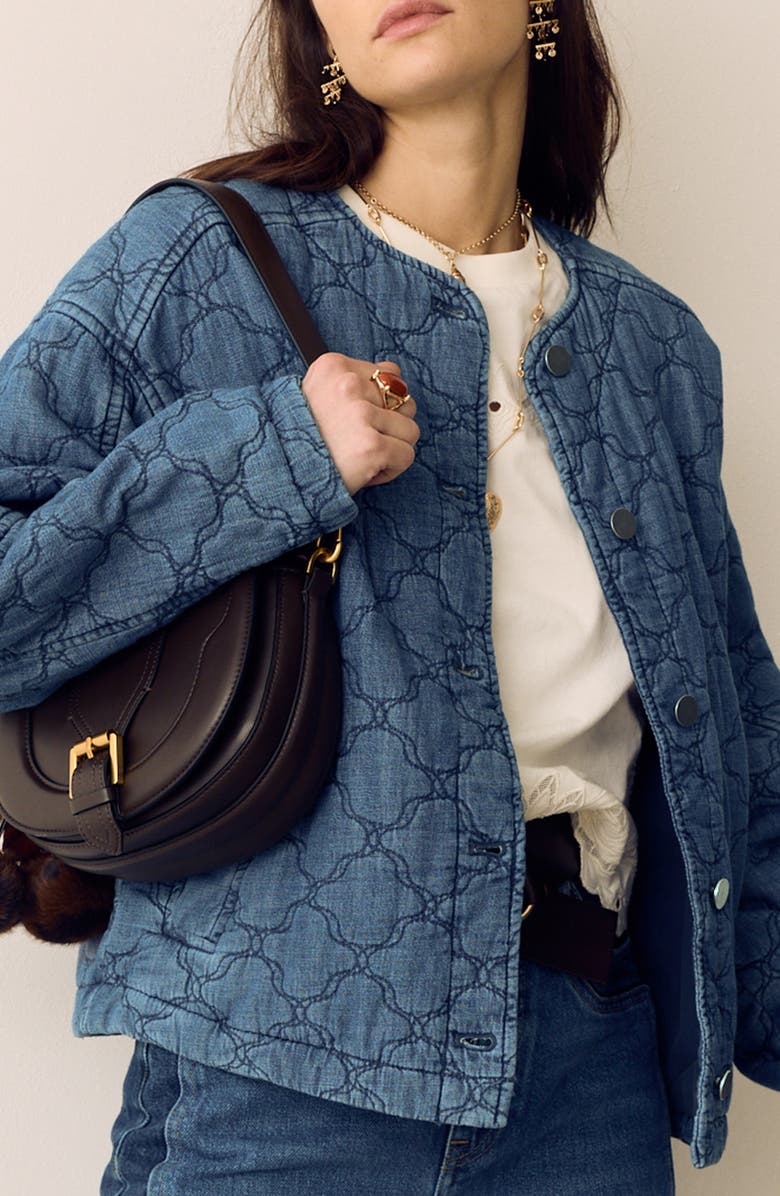 PER UNA BY M&S Quilted Denim Jacket, Alternate, color, Light Indigo Blue