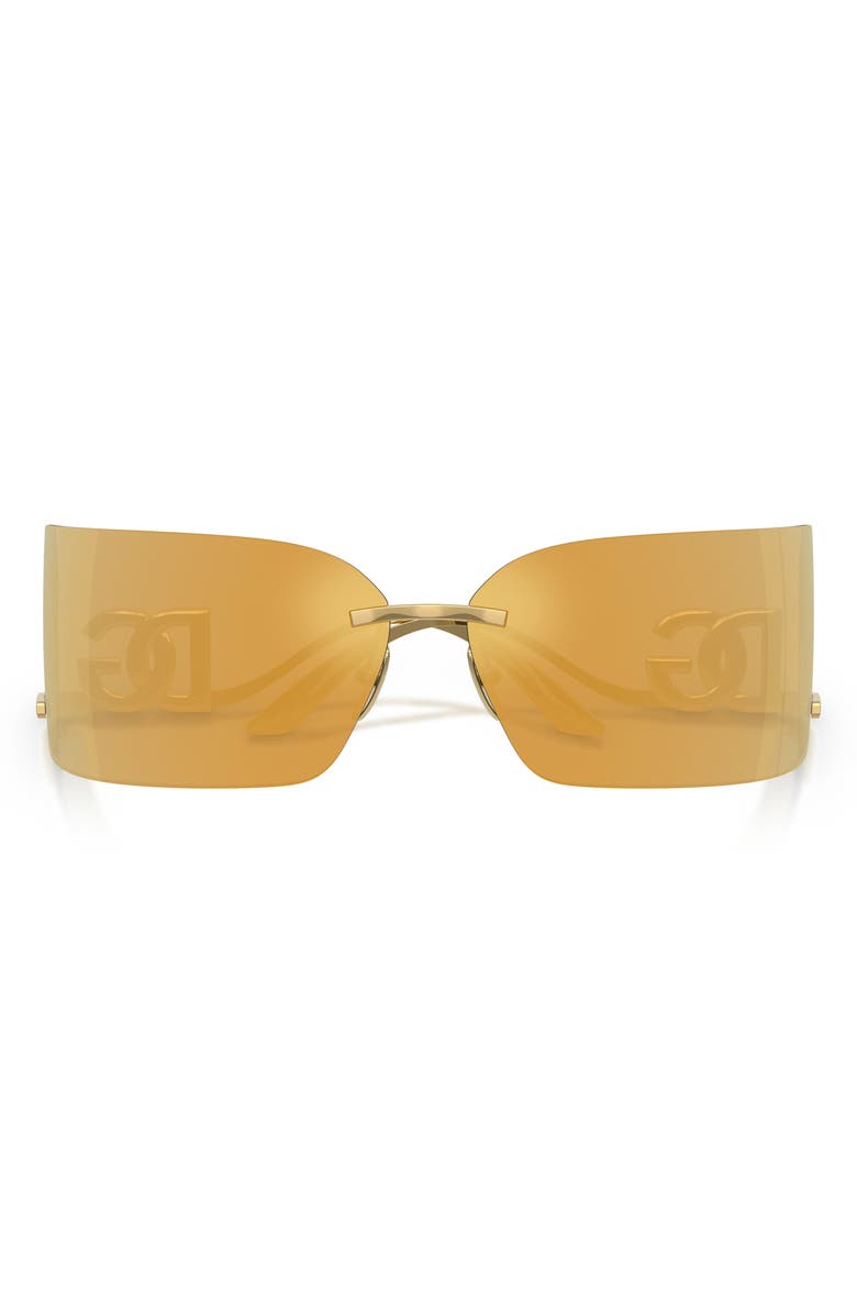 Dolce&Gabbana 79mm Oversize Mirrored Rectangular Sunglasses, Alternate, color, Gold / Brown Mirror Gold