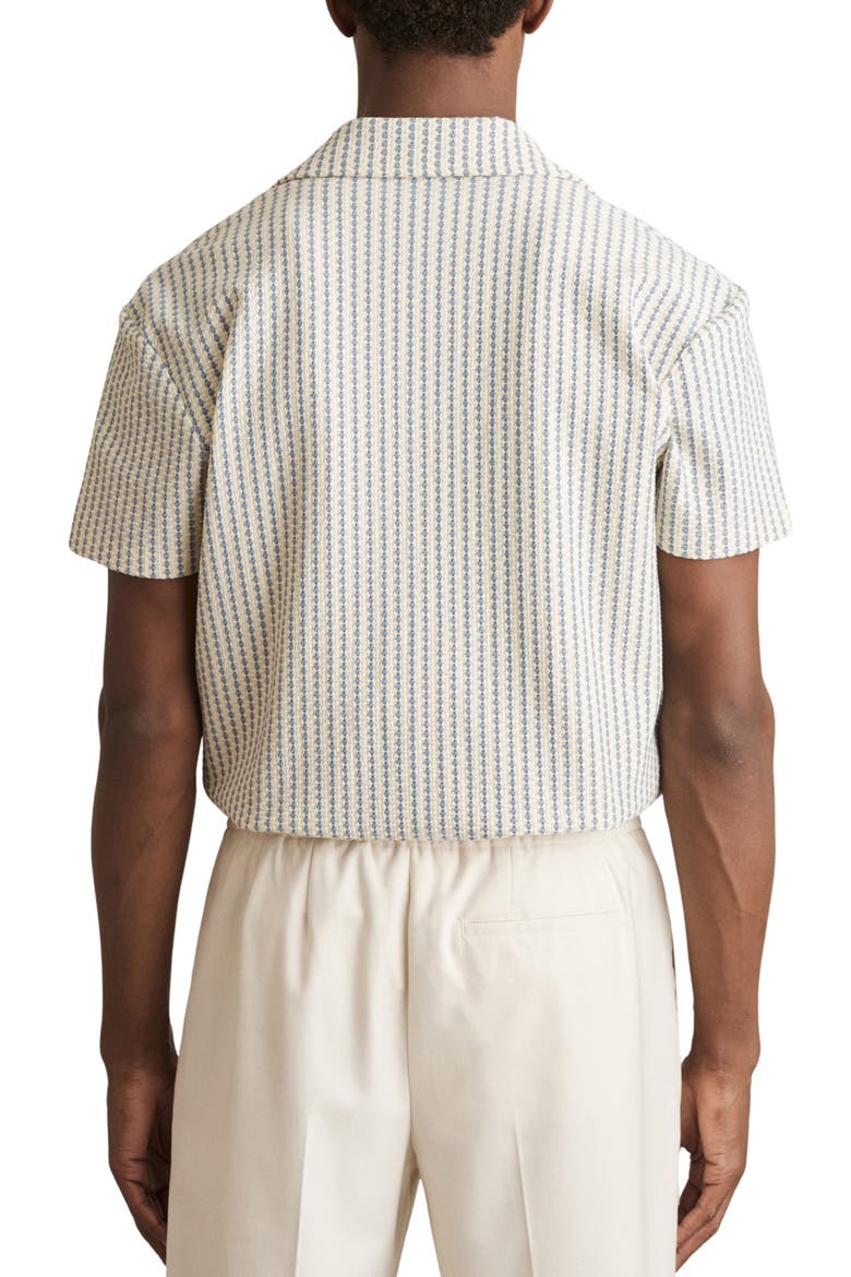 Tower Textured Stripe Camp Shirt, Alternate, color, WHITE/ SOFT BLUE