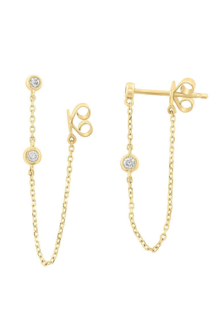 Diamond Station Chain Threader Earrings in 14K Yellow Gold, Alternate, color, 14K Yellow Gold