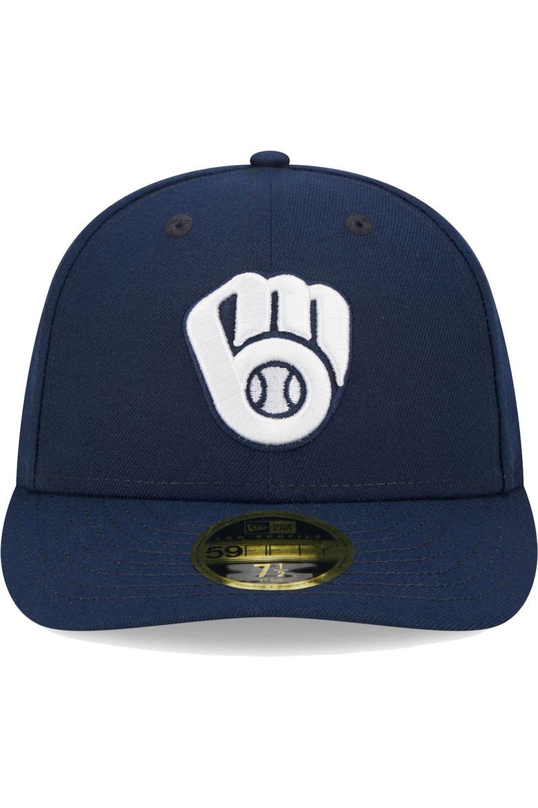 Men's New Era Navy Milwaukee Brewers Oceanside Low Profile 59FIFTY Fitted Hat, Alternate, color, Navy