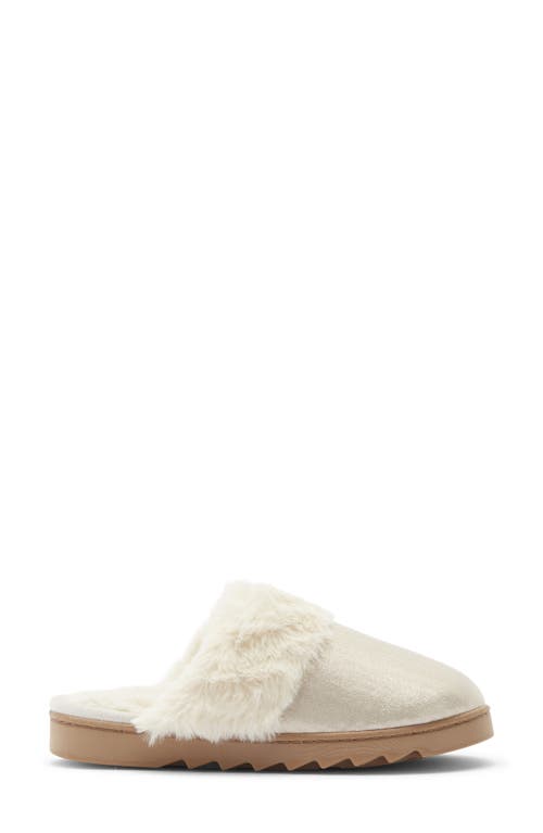 R.g. Barry Metallic And Faux Fur Trim Scuff Slipper In Silver
