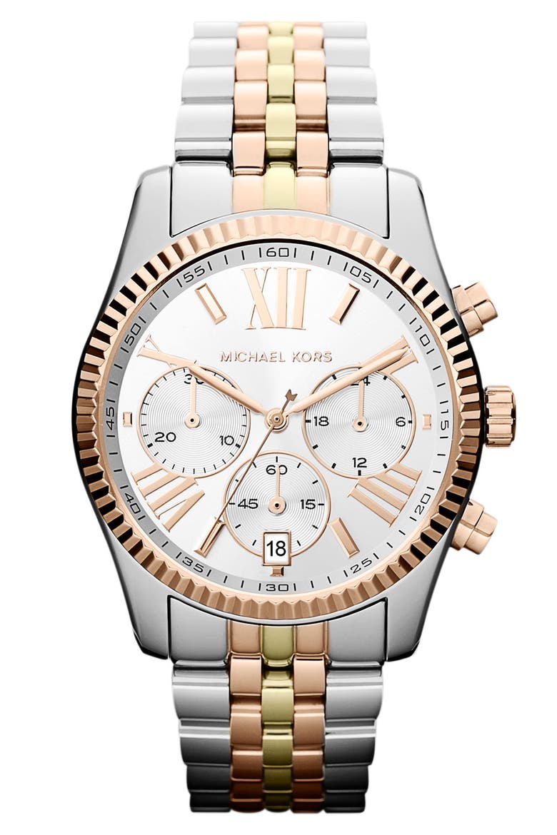 'Lexington' Chronograph Bracelet Watch, 38mm, Main, color, TRI TONE