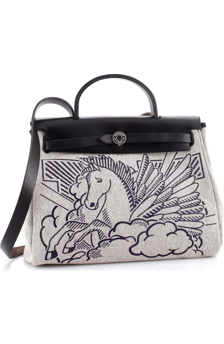 Pre-Owned Hermes Herbag Zip Pegase Pop Toile and Leather 31, Alternate, color, Noir