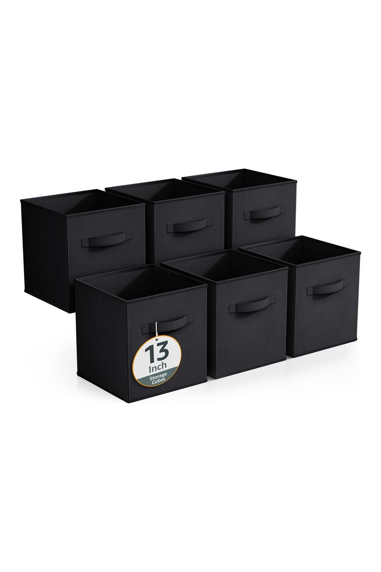 8-Piece Foldable Cube Bins, Main, color, BLACK
