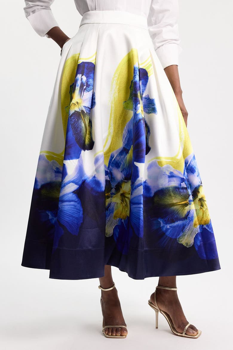 Floral High Waist A-line Skirt, Main, color, Multi