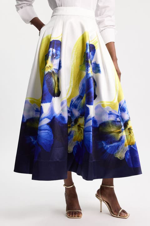 Floral High Waist A-line Skirt