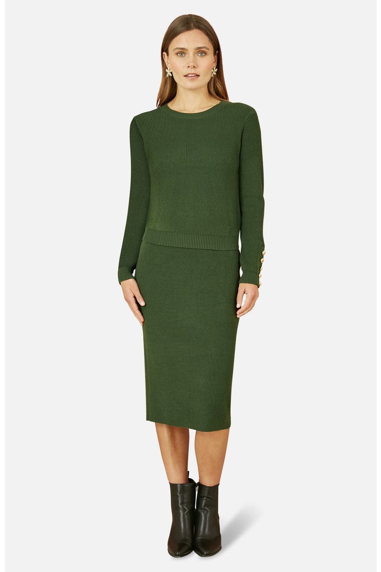 Sleeve Button Detail Jumper, Alternate, color, Green