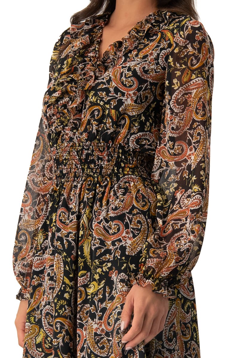 IVONNE Long Dress with Smock Detail, Alternate, color, Multicolor