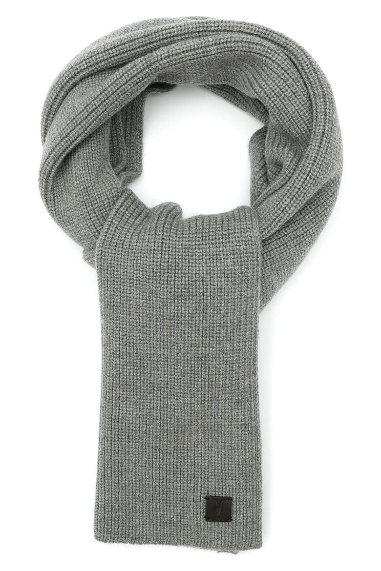 Merino Wool Rib Scarf, Alternate, color, GREY