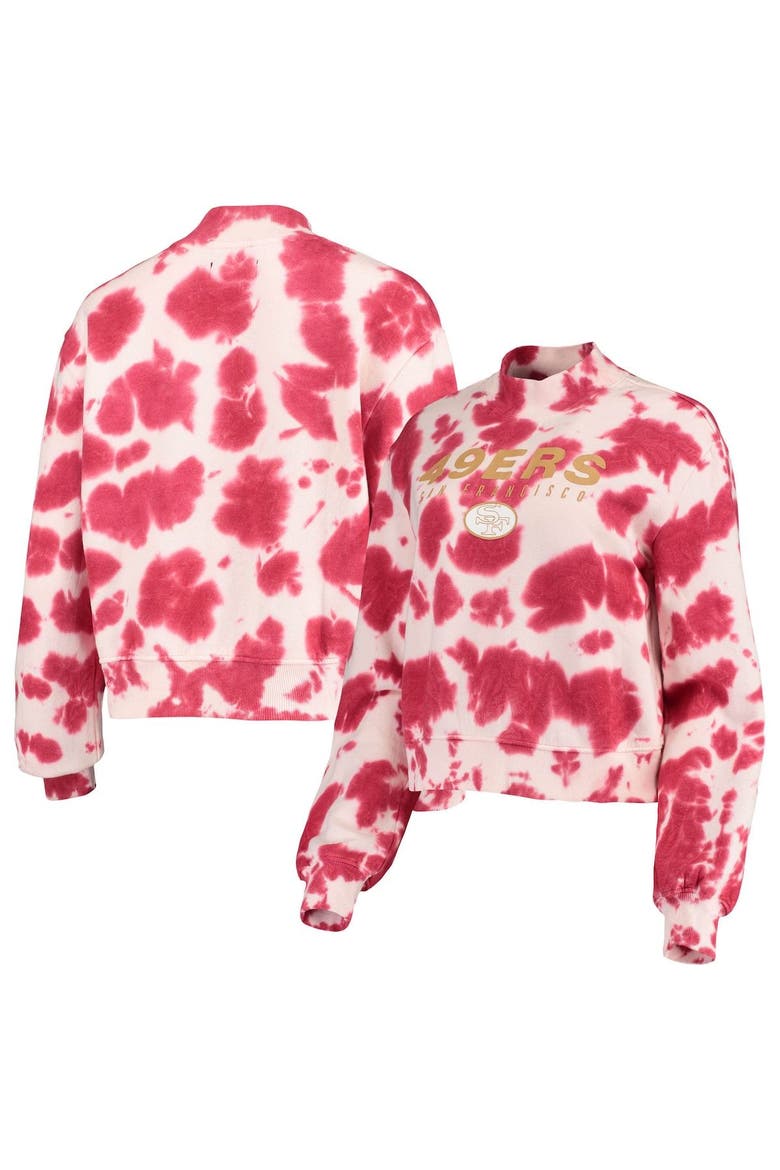 Women's Junk Food Scarlet San Francisco 49ers Tie-Dye Cropped Pullover Sweatshirt, Main, color, Scarlet