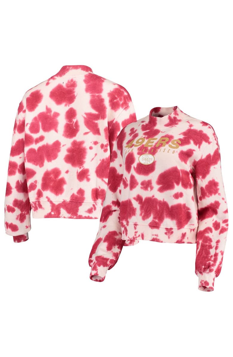 Junk Food Women's Junk Food Scarlet San Francisco 49ers Tie-Dye Cropped Pullover Sweatshirt, Main, color, 