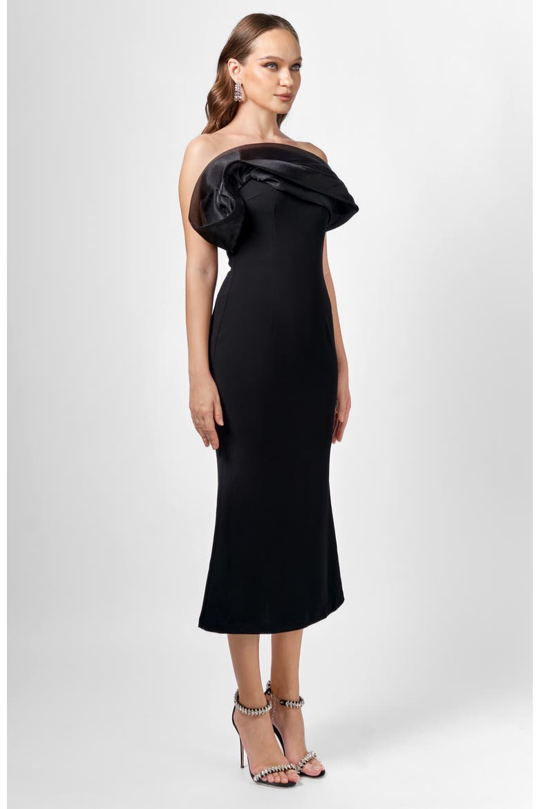 Kiarra Strapless Midi, Alternate, color, BLACK