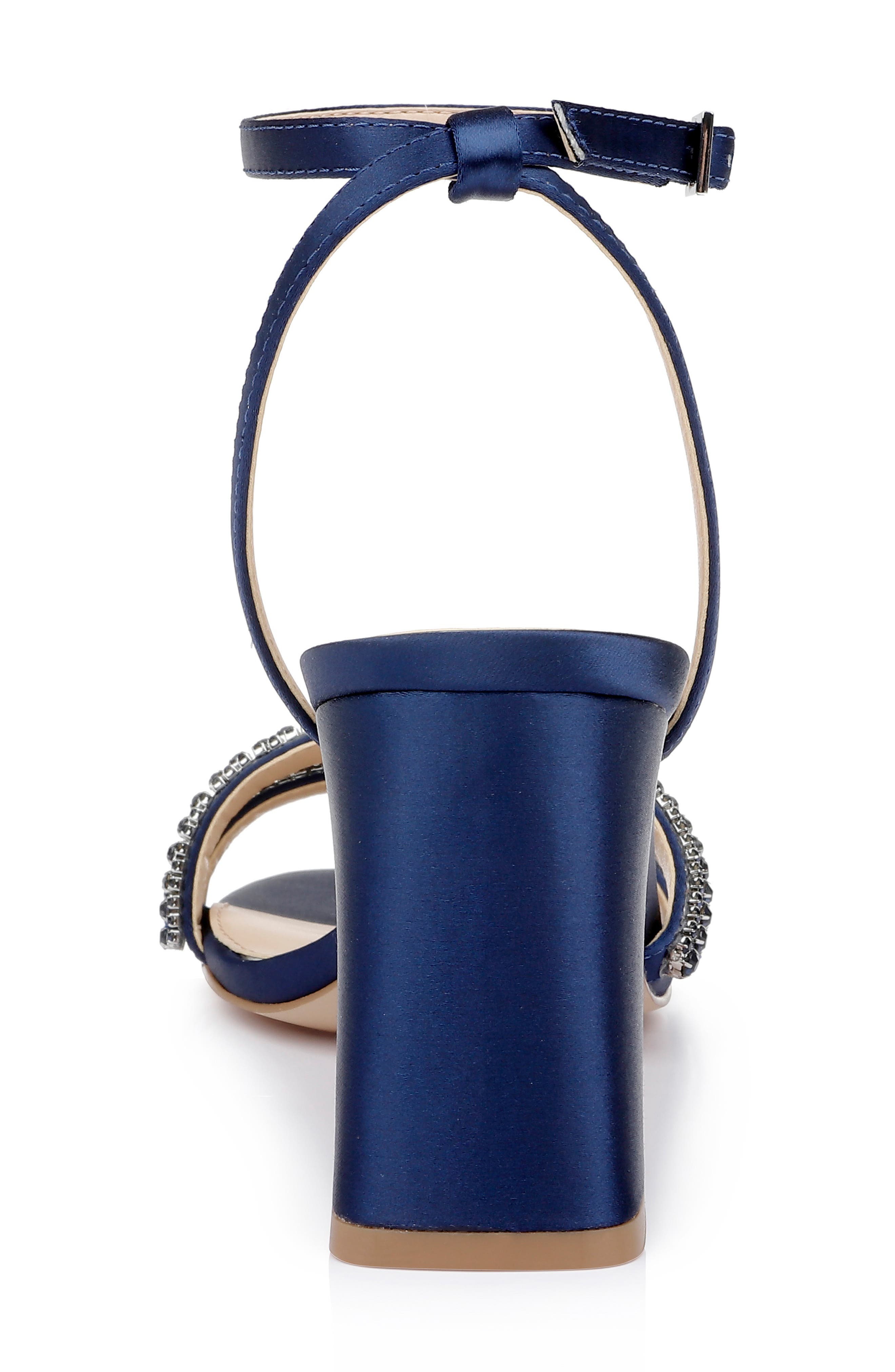 Jewel Badgley Mischka Rosa Ankle Strap Sandal, Alternate, color, Navy Satin