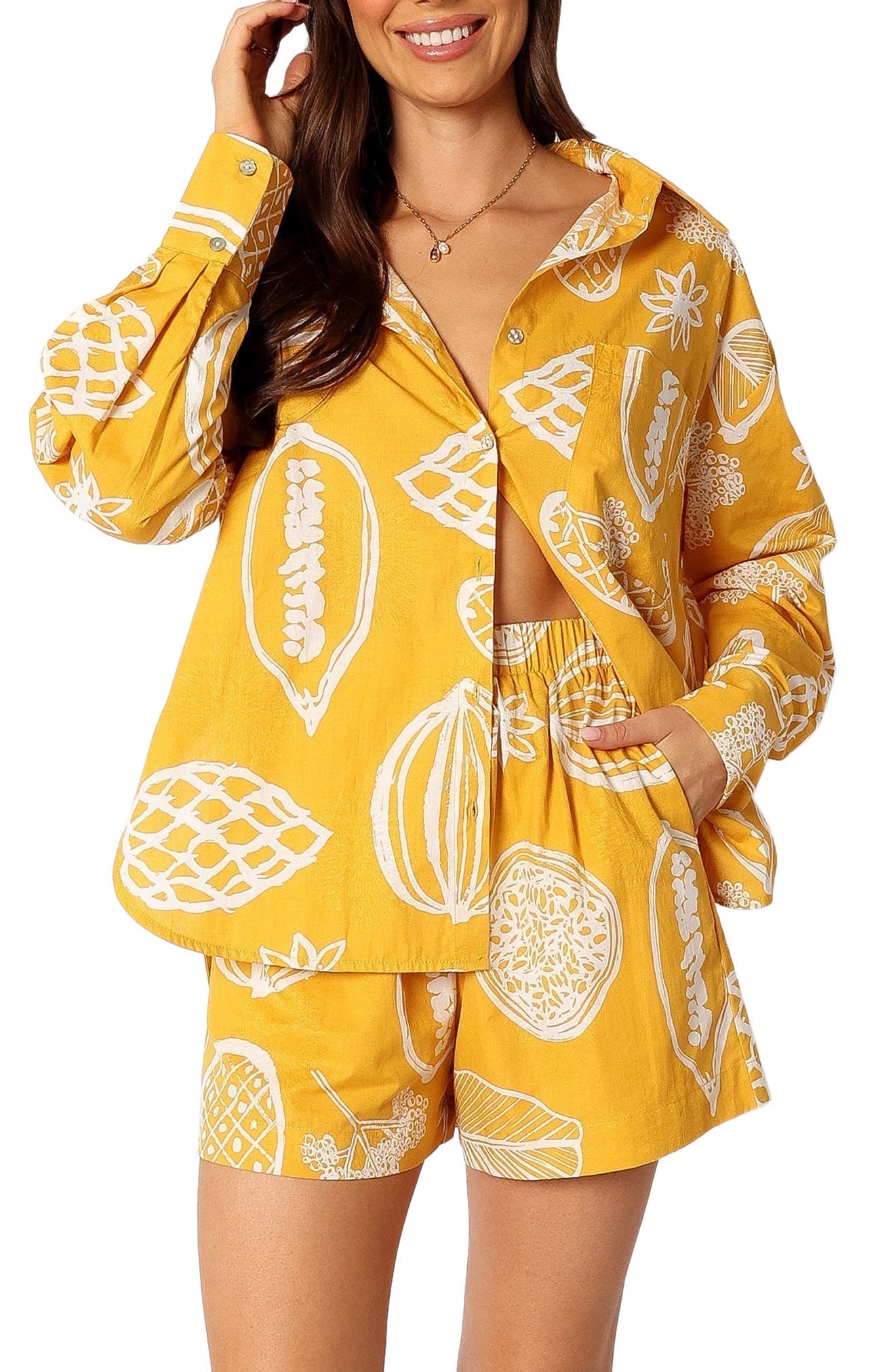 Petal & Pup Bonnie Cotton & Linen Button-Up Shirt & Shorts Set