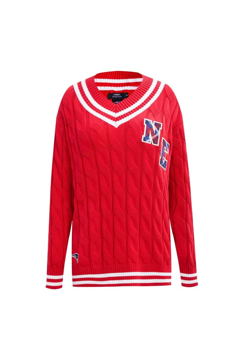 PRO STANDARD Women's Pro Standard  Red New England Patriots Prep V-Neck Pullover Sweater, Alternate, color, Red