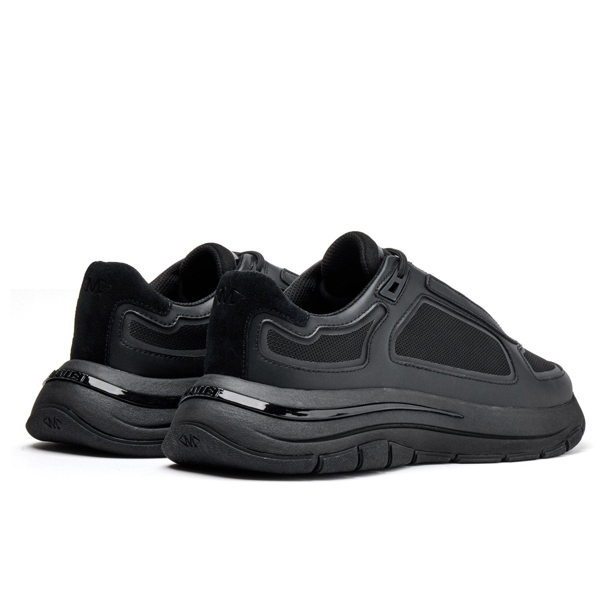 MALLET Alton Leather And Mesh Trainers, Alternate, color, Black