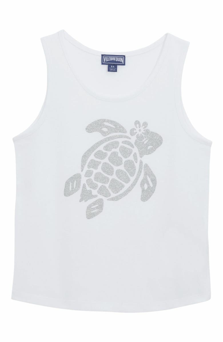 Vilebrequin Kids' Turtle Glitter Cotton Tank Top, Main, color,