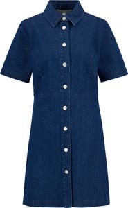 Barbour Maia Button-Up Denim Mini Shirtdress