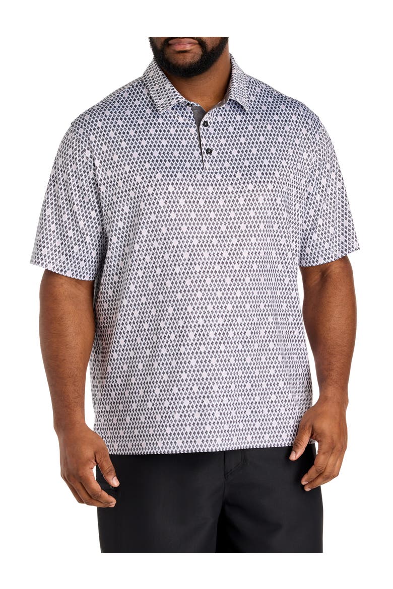 Big & Tall Contrast Diamond Print Polo Shirt, Main, color, MUTED MAUVE