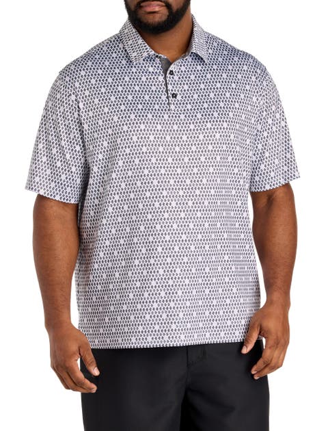 Big & Tall Contrast Diamond Print Polo Shirt