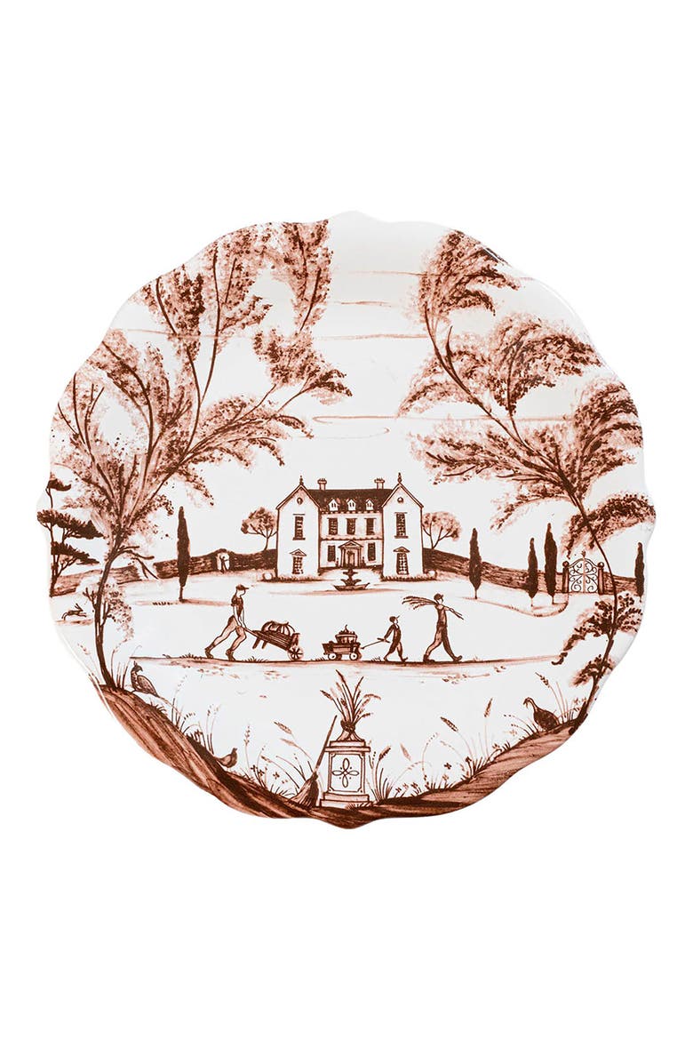 Country Estate Harvest Set of 4 Party Plates, Alternate, color, SEPIA