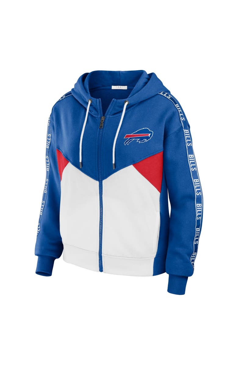 WEAR by Erin Andrews Women's WEAR by Erin Andrews Royal/White Buffalo Bills Color Block Light Weight Modest Crop Full-Zip Hoodie, Alternate, color, Royal