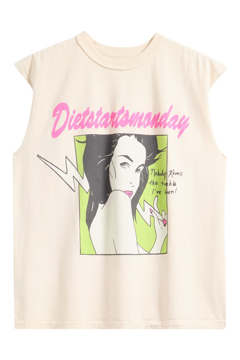 Trouble Cutoff Sleeveless Graphic T-Shirt, Alternate, color, ANTIQUE WHITE