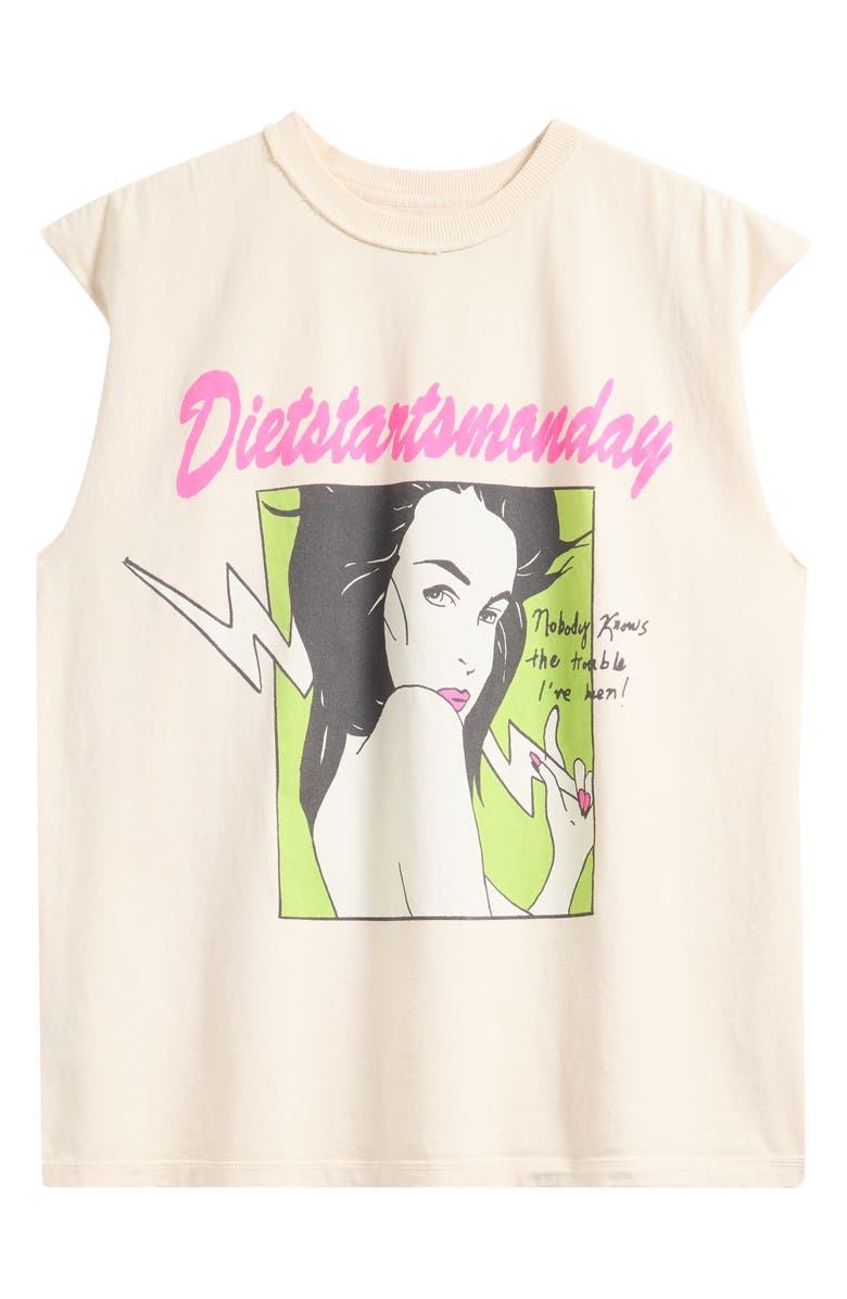 DIET STARTS MONDAY Trouble Cutoff Sleeveless Graphic T-Shirt, Alternate, color, 