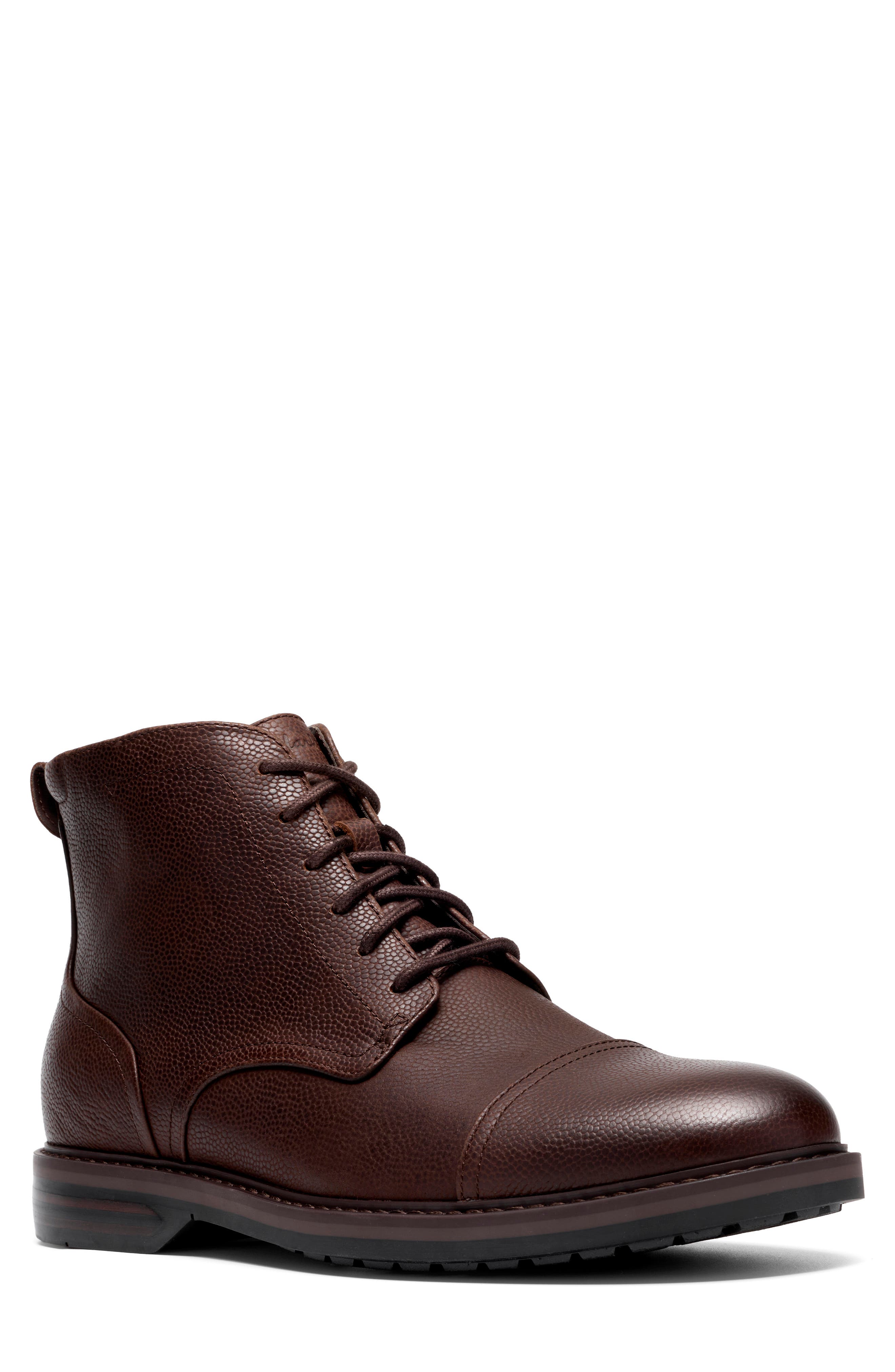 Aldwin Leather Cap Toe Boot, Main, color, BROWN LEATHER
