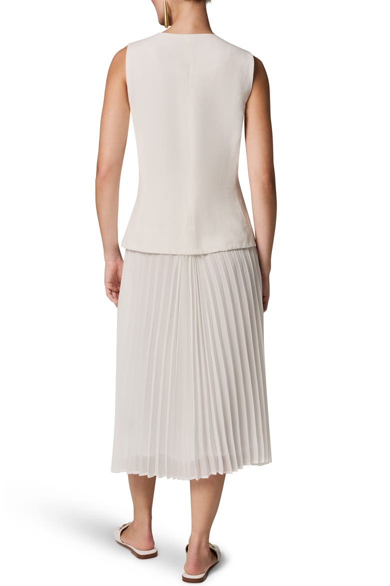 Mixed Media Linen Blend Pleated Midi Dress, Alternate, color, CREAM