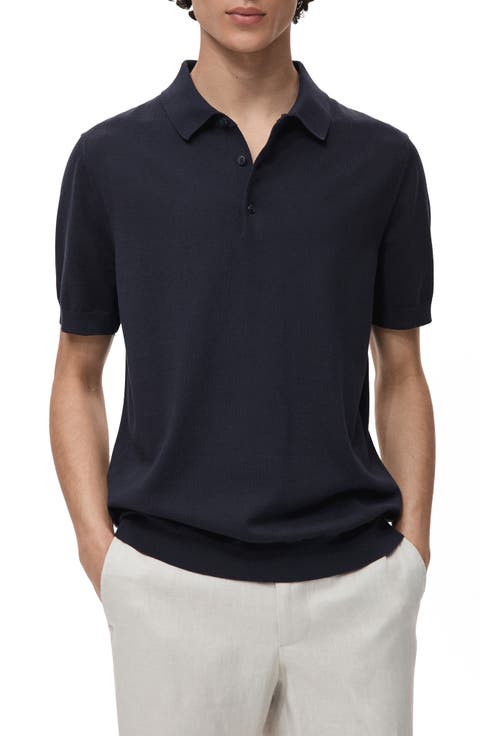 Solid Cotton Polo Sweater