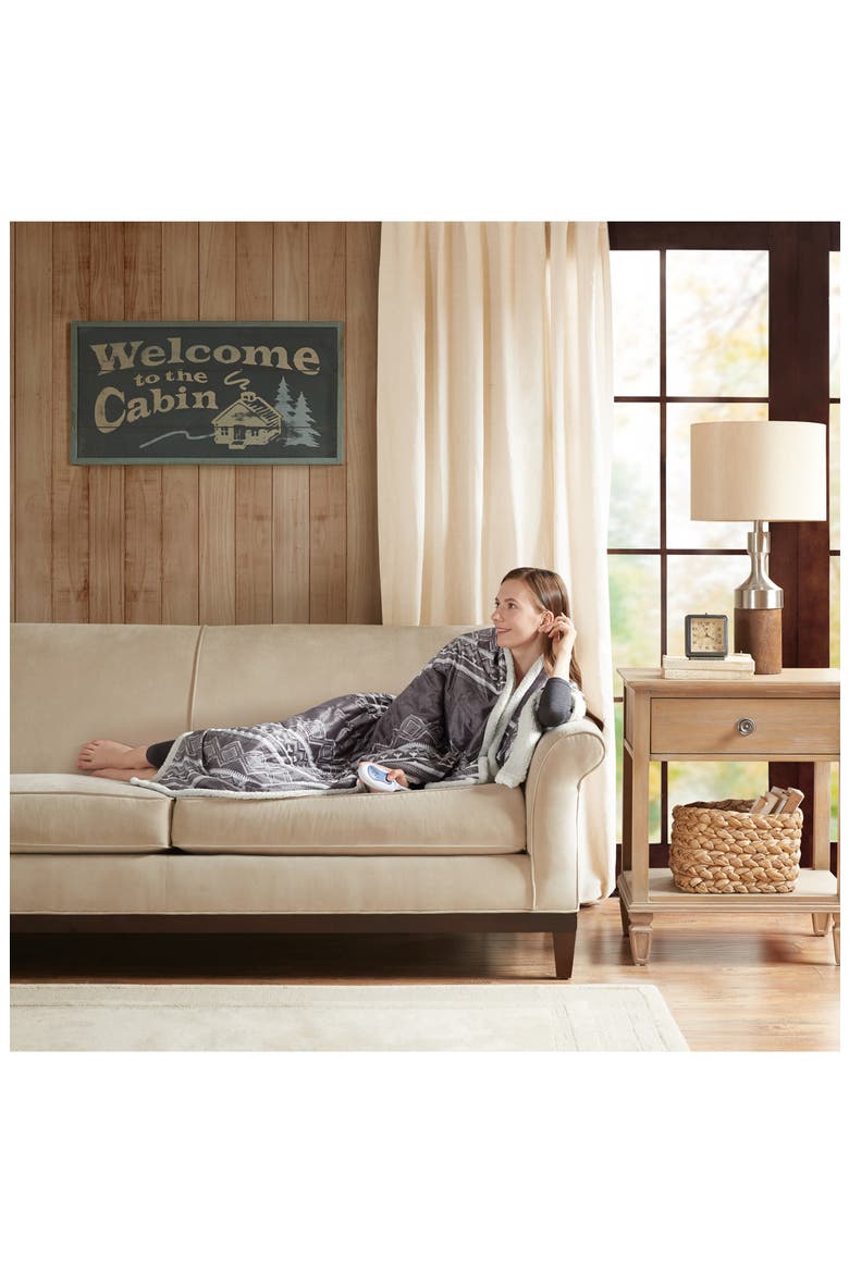 Woolrich Anderson Oversized Heated Throw - 60" x 70", Alternate, color, GREY