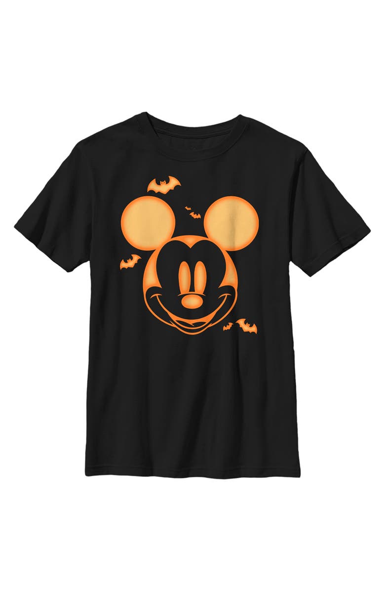 Mickey & Friends Boy's Mickey & Friends Pumpkin Halloween Face Graphic T-Shirt, Main, color, Black