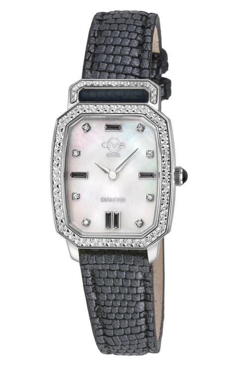 Pavia Diamond Leather Strap Watch, 25mm x 29mm